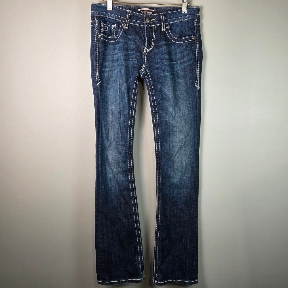 Rock & Republic Jeans Women 30 Dark Blue Excellent Barely Boot Contrast Stitch